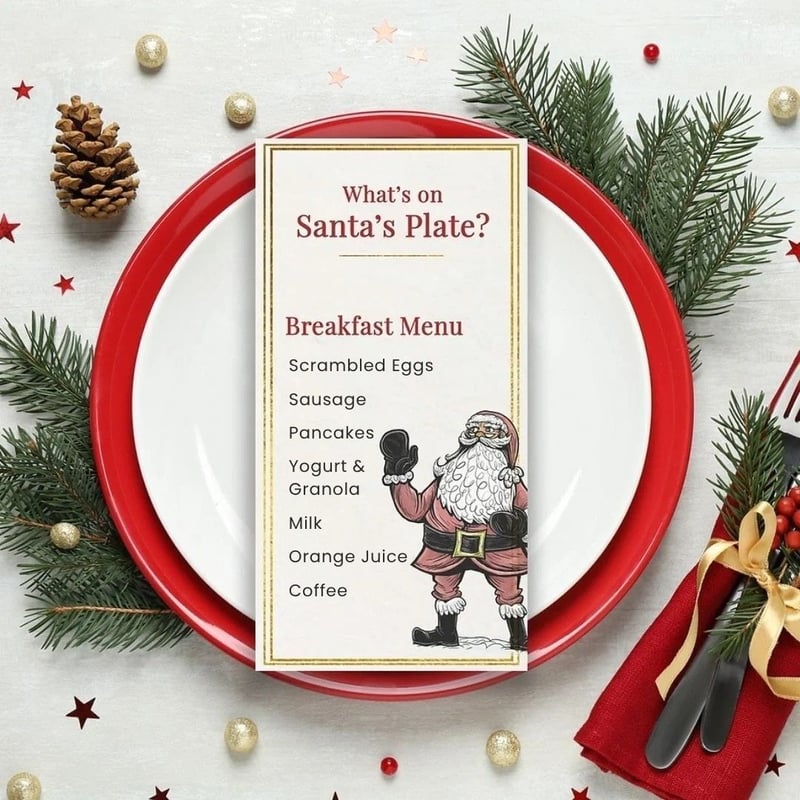 The menu that comes with a trip to Santa's Workshop for breakfast. The menu that comes with a trip to Santa's Workshop for breakfast.