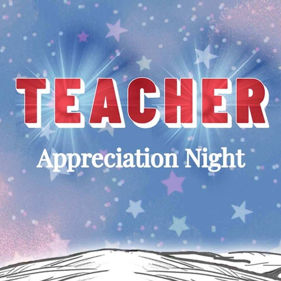 The banner for Teacher Appreciation Night at the Christmas Carnival of Lights.