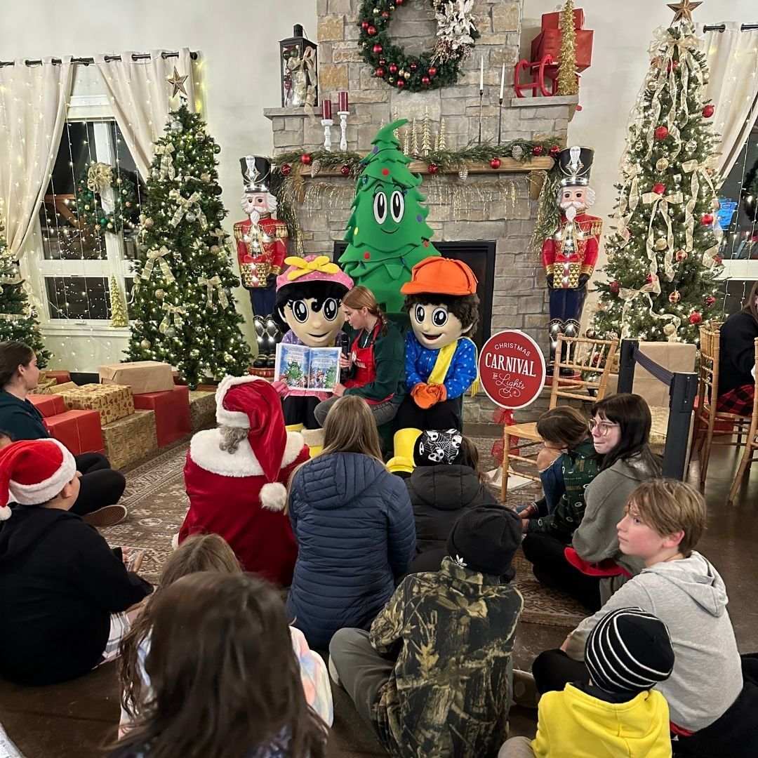 An image of Sofia, Jax and Evy at Santa's Workshop